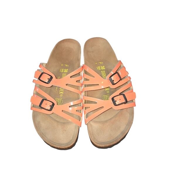 Birkenstock Granada Blush Pink Patent Birko-Flor Slide Sandals Sz EU 38/US W7/M5 - Picture 2 of 12